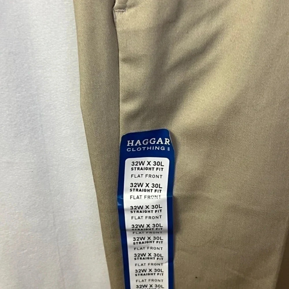Men’s Haggar premium no iron khakis in Tan 32x30 cotton / polyester flat front - Picture 9 of 12